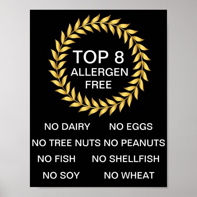 Poster Top 8 Allergène Libre Allergy Restaurant Boulanger (Devant)