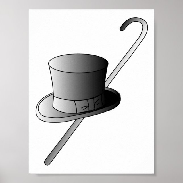 Poster Top Hat et Canne (Devant)