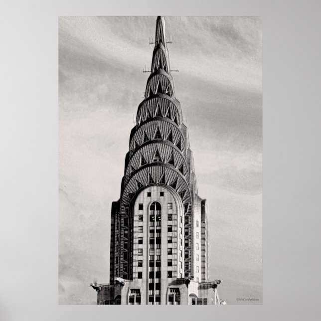Poster Top of the Chrysler Building NYC - B&W (Devant)