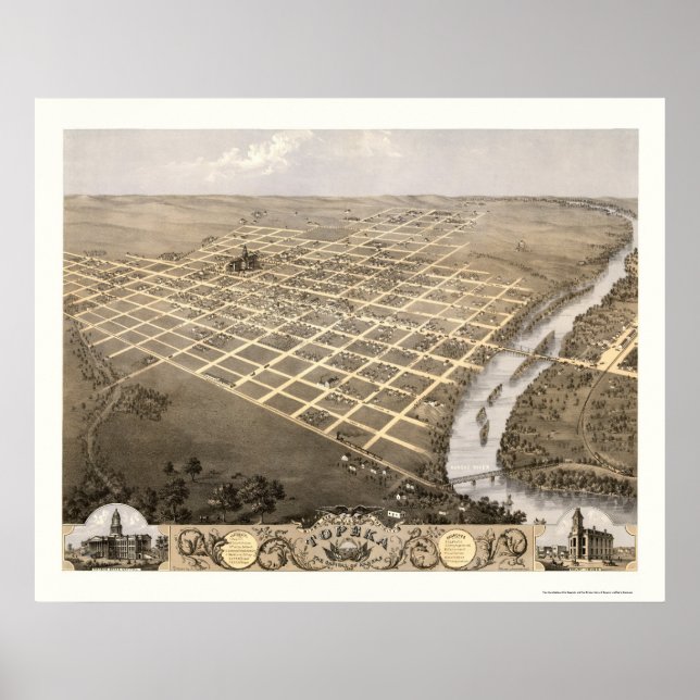 Poster Topeka, KS Carte panoramique - 1869 (Devant)