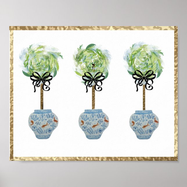 Poster Topiacés Bleu & Blanc Ginger Jar Art Imprimer Post (Devant)