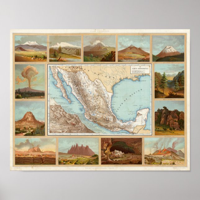 Poster Topographie du Mexique (Devant)