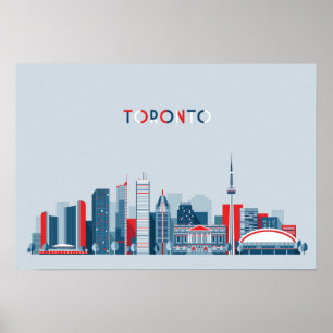 Poster Toronto, Canada horizon rouge, blanc et bleu de  