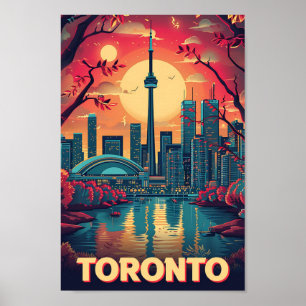 Poster Toronto Canada Illustration de voyage en art Vinta