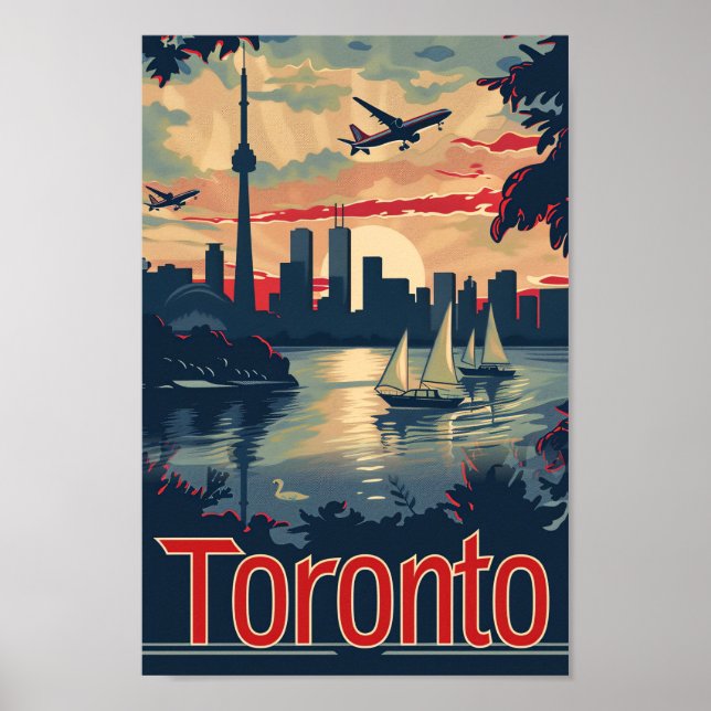 Poster Toronto Canada Vintage Retro Illustration de voyag (Devant)