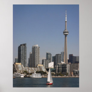 Poster Toronto Harbour Skyline avec Red Boat