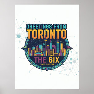 Poster Toronto The 6ix Moderne Coloré Cool Abstrait 