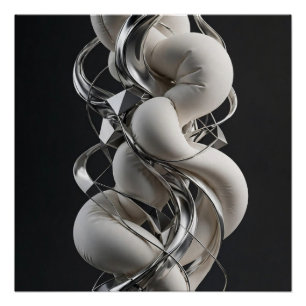 Poster Torsion Chrome Vertical - Abstrait 3D Premium