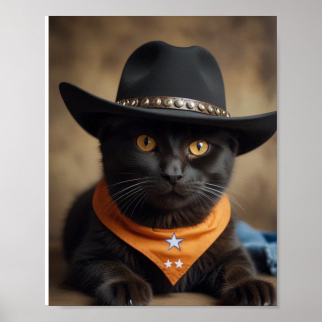 Poster Tortishell Cat Cowboy (Devant)