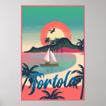 Tortola Retro Coastal Art - Sunset de l'île vibran