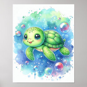 Poster Tortue à l'aquarelle