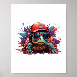 Poster tortue animal art I cool tortue mignonne