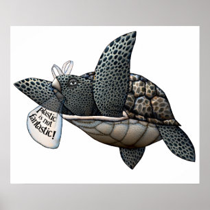 Poster Tortue anti-pollution