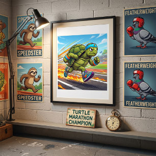 Poster Tortue Athlétique Sprinteur Rapide Coureur