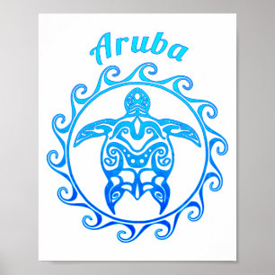Poster Tortue bleue Aruba