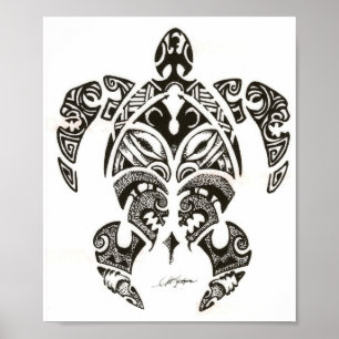 Poster tortue de deux visages (honu)