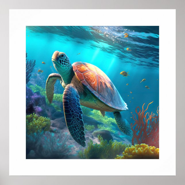 Poster Tortue de mer (Devant)