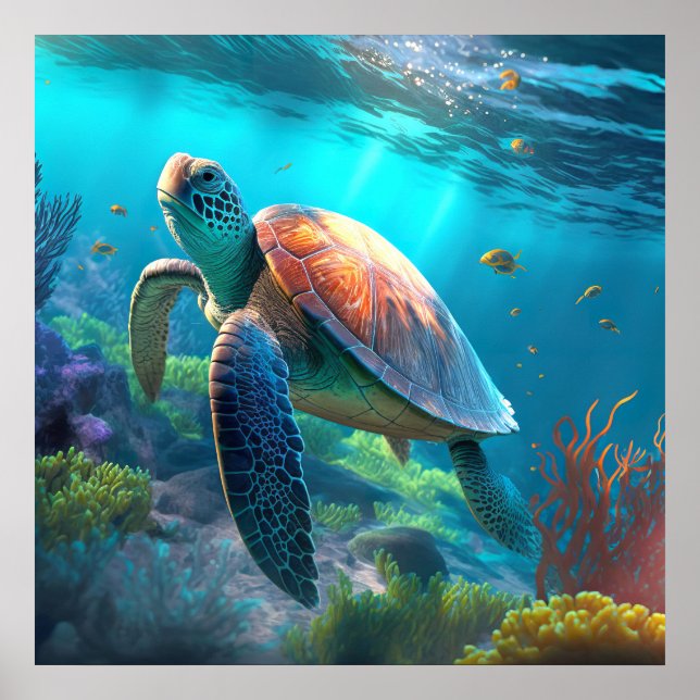 Poster Tortue de mer (Devant)