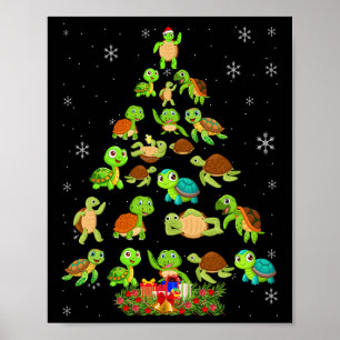 Poster Tortue de mer Arbre de Noël Correspondant Famille 