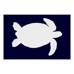 Poster Tortue de mer bleue et blanche