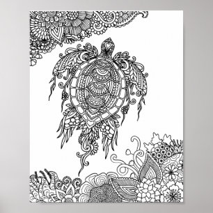 Poster Tortue de mer - Colorez votre propre art