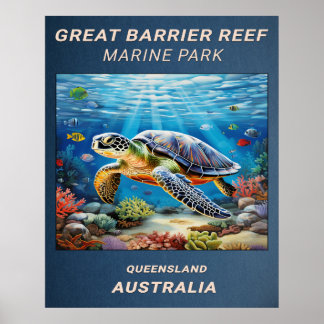Poster Tortue de mer de la Grande Barrière de corail