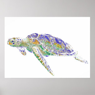 Poster Tortue de mer de natation