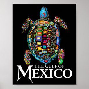 Poster Tortue de mer graphique Golfe du Mexique N'oublie