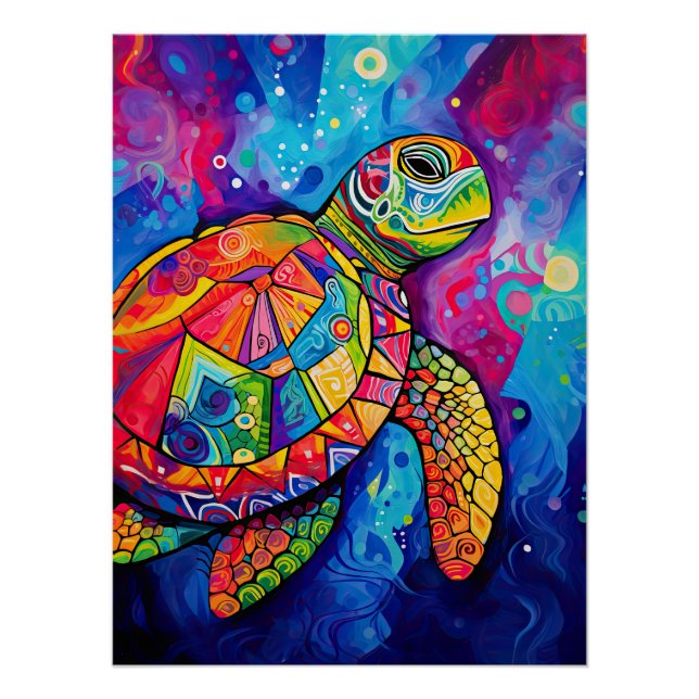 Poster Tortue de mer Jour des terres Abstrait Ocean Beach (Devant)