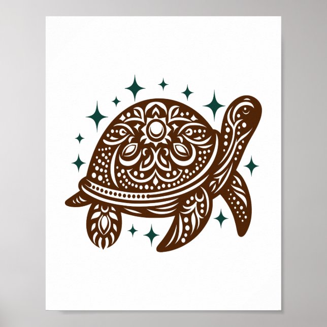 Poster Tortue de mer ornementale (Devant)