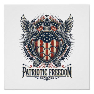Poster Tortue de mer patriotique