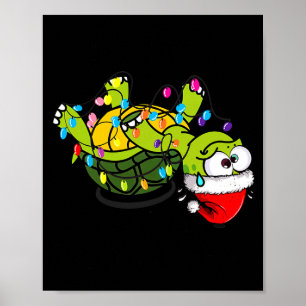 Poster Tortue de Noël drôle Ça va Je vais bien Tout