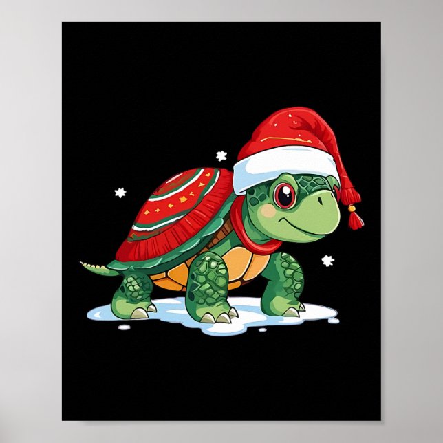 Poster Tortue de Noël Père Noël Sea Turtle Beach Lover Oc (Devant)