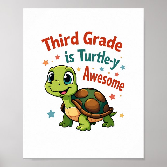 Poster Tortue de troisième année Awesome 3e année Retour  (Devant)