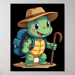 Poster Tortue Drôle Graphique de Randonnée Camping Amateu