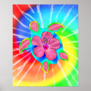 Poster Tortue et ketmie tropicales de Honu