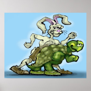 Poster Tortue et lièvre