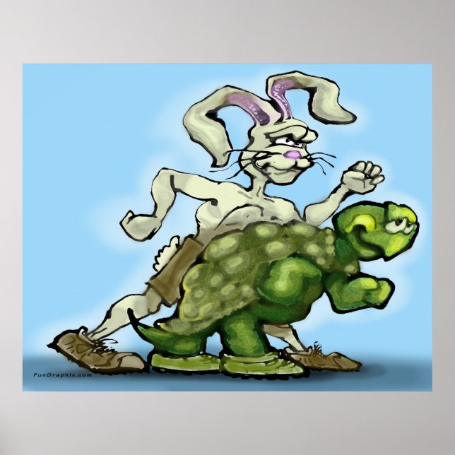 Poster Tortue et lièvre (Devant)