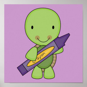 Poster tortue mignonne pourpre