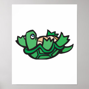 Poster tortue mignonne sur le dos