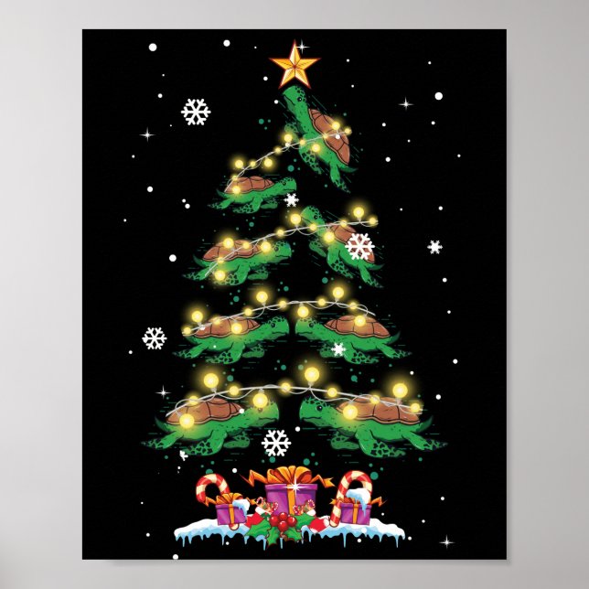 Poster Tortue Noël Arbre de la Mer Tortue Lover Noël (Devant)