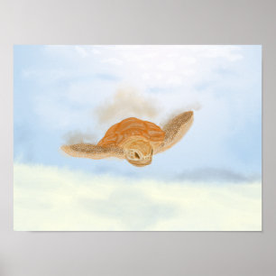 Poster Tortue sous l'eau.