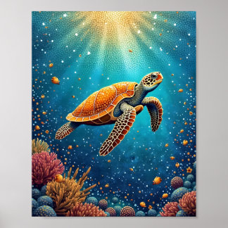 Poster Tortue sous-marine