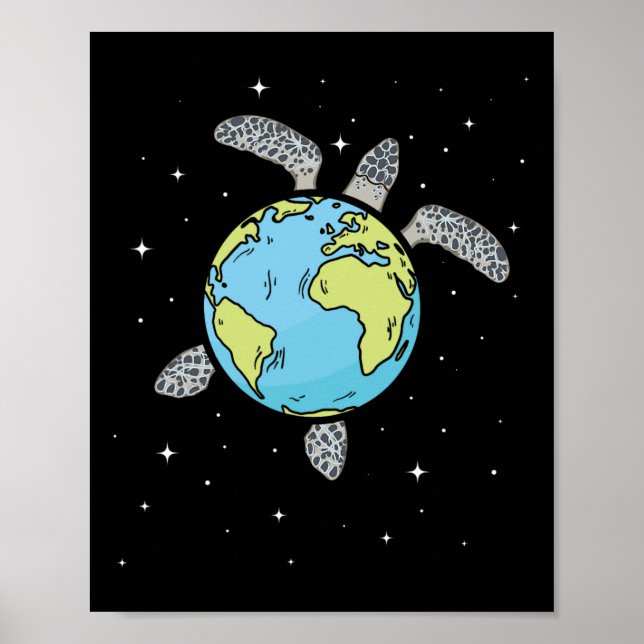 Poster Tortue Terre Tortue Jour des terres Tortue Planète (Devant)