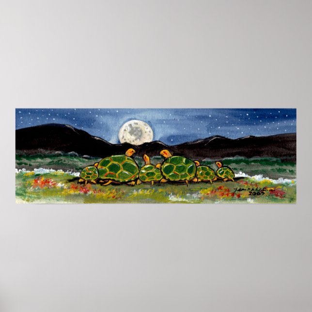 Poster Tortue Tortue Famille d'observation de la lune Pos (Devant)