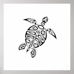 Poster Tortue Tribale Noire Et Blanc