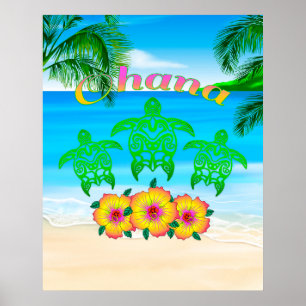 Poster Tortues de mer Honu hawaïen
