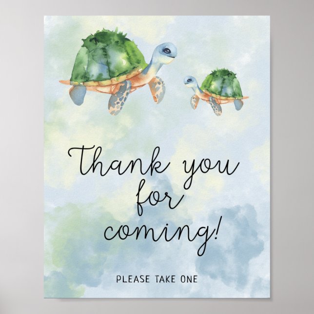 Poster Tortues marines - Merci pour venir (Devant)