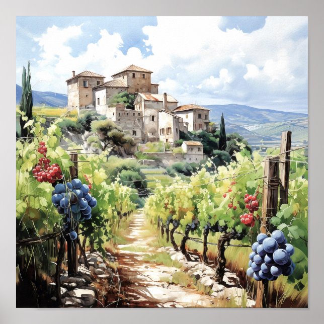 Poster Toscane Aquarelle Art (Devant)