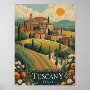 Poster Toscane au coucher du soleil - Italie Voyage